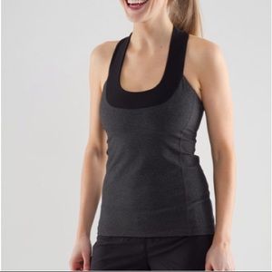 Lululemon Striped Grey/Black Scoop Neck Tank